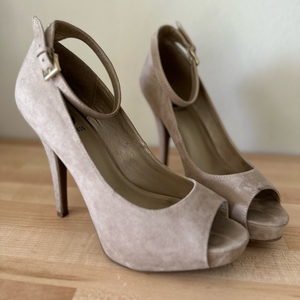 Nude ankle strapped heels